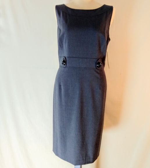 NWT Tahari charcoal grey sheath dress size 16, - Picture 2 of 8